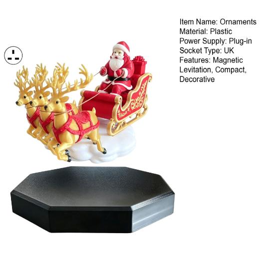 Maglev Santa Claus Figure Floating Sleigh, Flying Sleigh Magnetic Levitation Christmas Decorations, Modern Seasonal Home Decor Tabletop Ornament