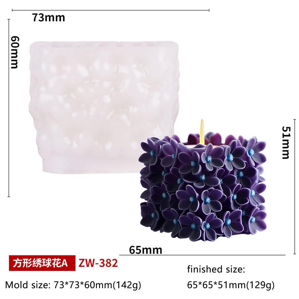 Fyrkantig Hortensia Aromaterapi Ljus Silikonform DIY Pionblomma Silikonform Kreativ Aromspridare Prydnad