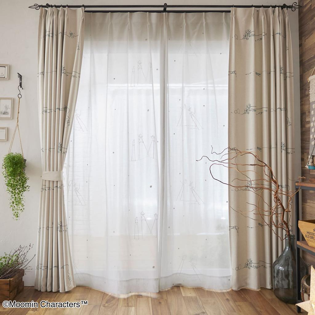 Suminoe MOOMIN Takeuma Voile Sheer 1 100 x 176 W Curtains, Panel, cm, 342-73905