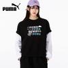 Women's Crew Neck Loose Fit Faux Two-Piece Pullover Top 536092-01