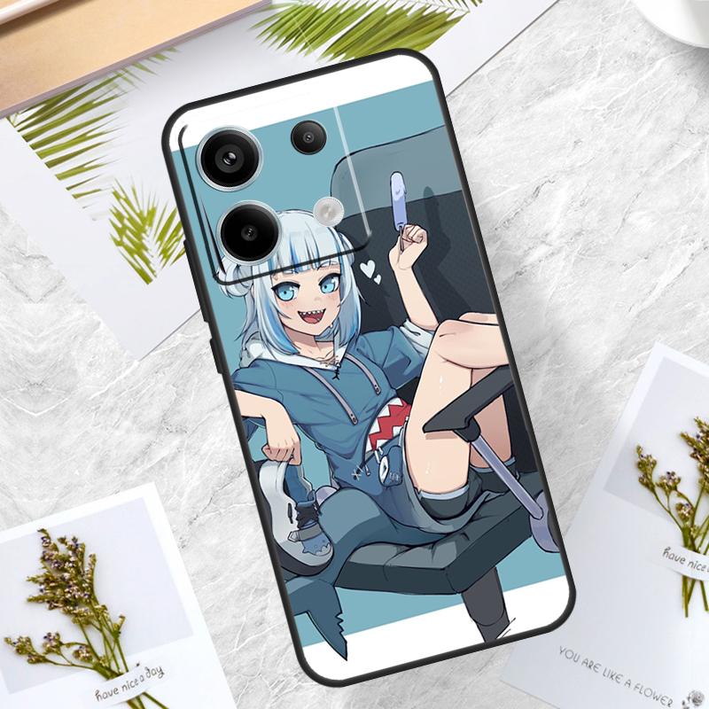 Anime Hololive Gawr Gura Case For Xiaomi Redmi Note 13 14 Pro 12 11 10 15 Pro Plus Redmi 15 10C 12C 13C 14C 15C Cover