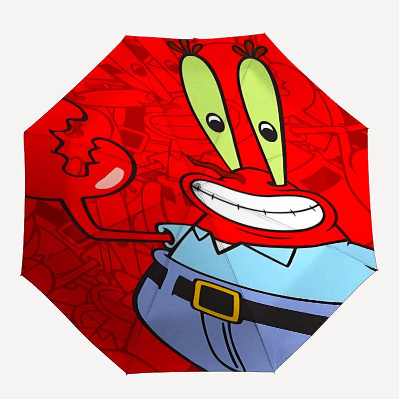 

1pc SpongeBob SquarePants Cartoon Automatic Open/Close Folding Umbrella, Windproof 8-Rib Construction, Lightweight Travel Umbrella for Women/Men 54