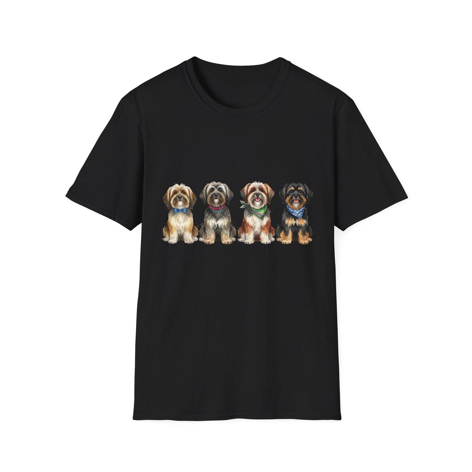 Dog Collection Watercolor Cute Dogs Black Tee Dog Lover Graphic T-Shirt S