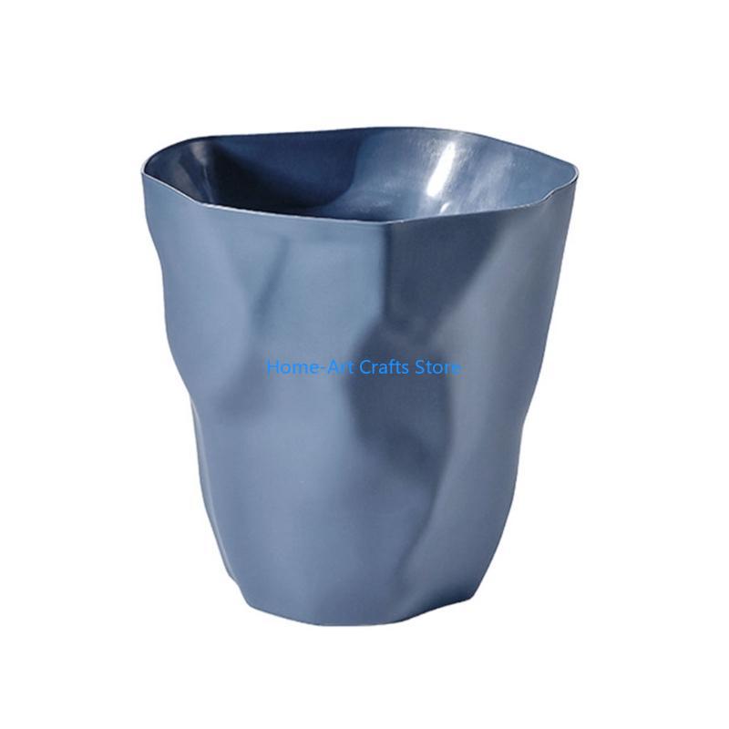 Y3NA Nordic Irregular Trash Can Modern Color Plastic Garbage Rubbish Bin Waste Basket Basin Bucket Flower Pot