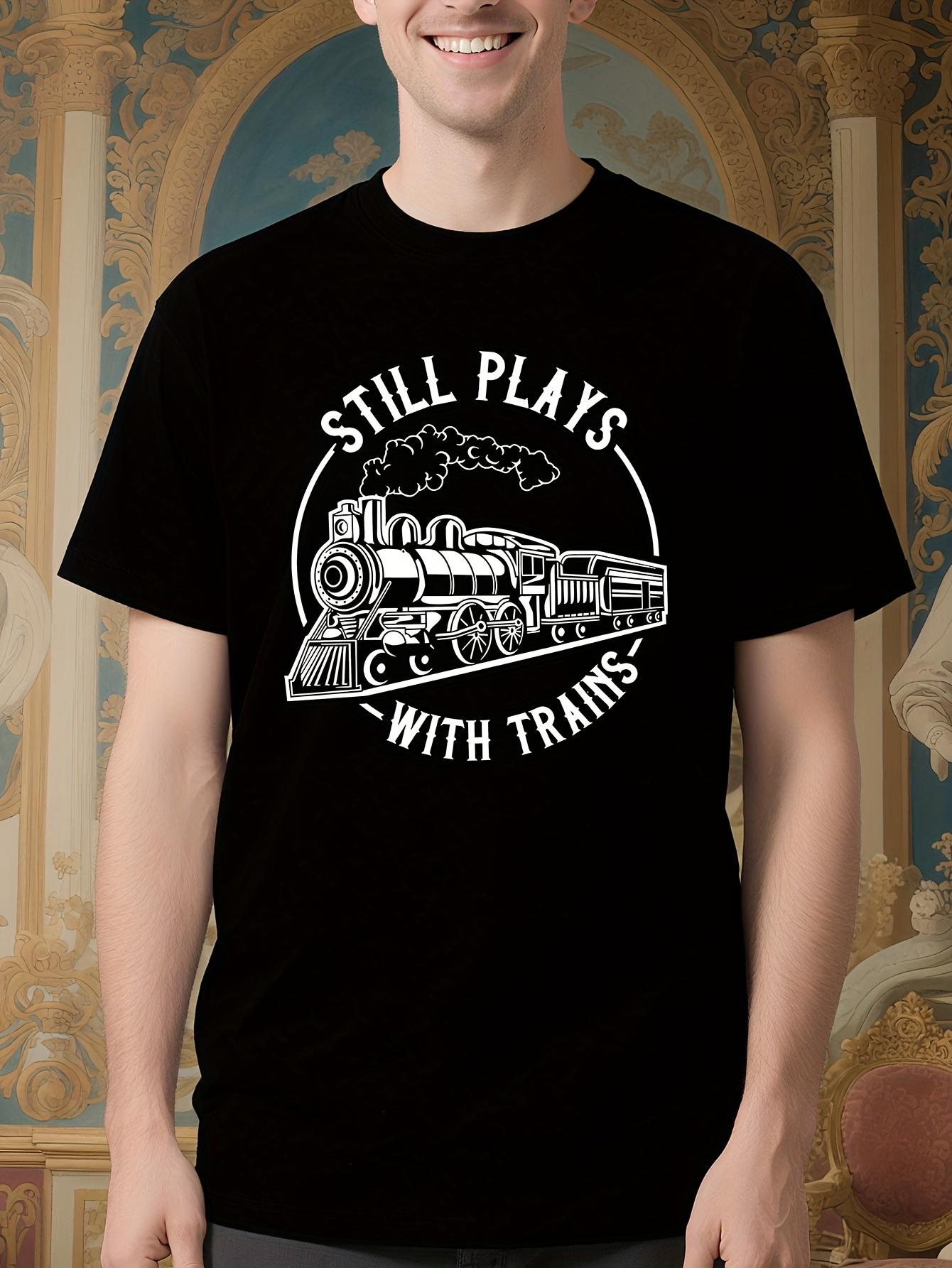 Vintage Train Graphic Tshirt - STILL PLAYS with TRAINS Re... XL