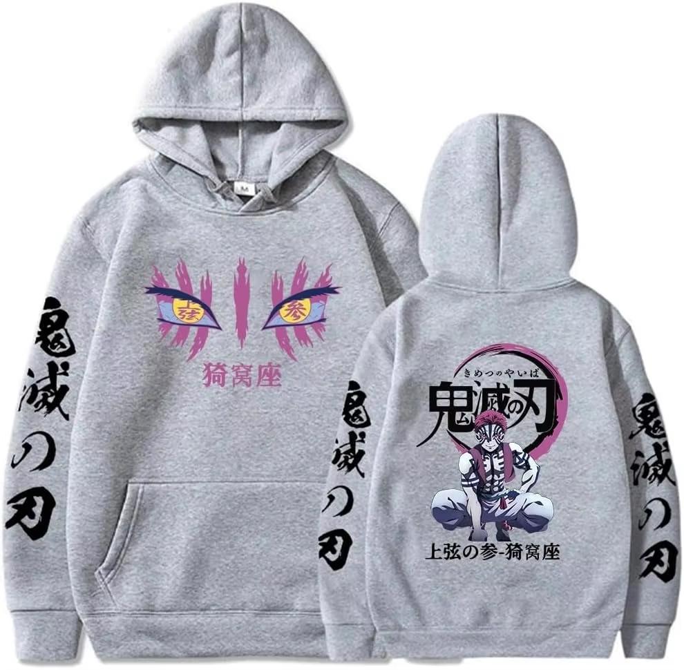 2026 Anime Demon Slayer Akaza Printed Hoodie Sweatshirt Graphic Fashion Print Long Sleeve Unisex Casual Print sweatshirt Oversized