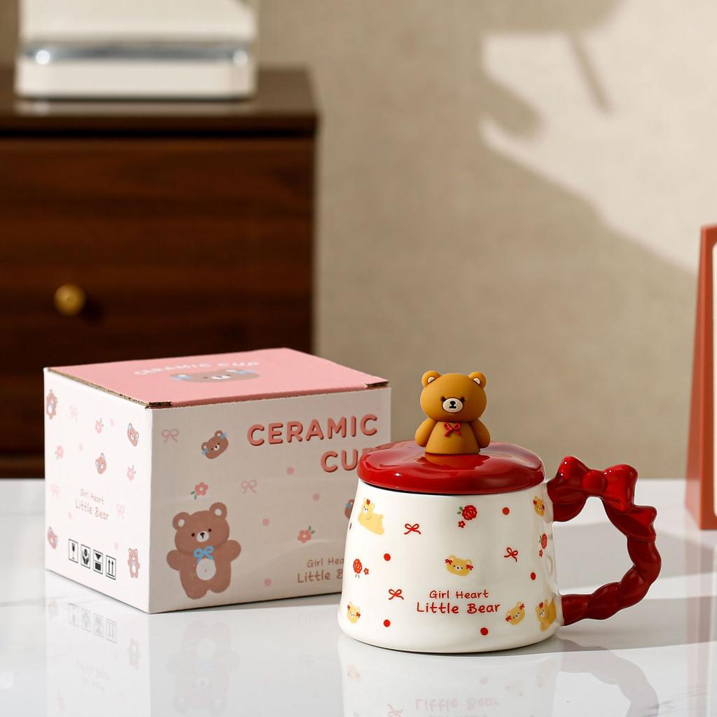 Cute Girl Mug Office Home Cartoon Ceramic Water Cup With Lid Couple Gift Souvenir High Value