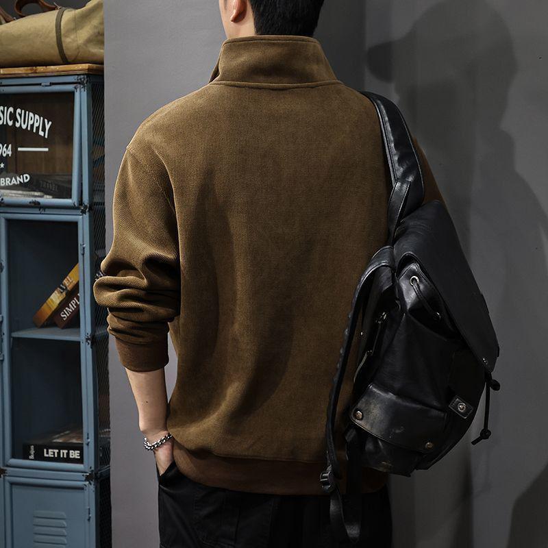 Men's Retro Patchwork Half-Zip Polo Sweatshirt - Autumn/Winter 2025 Collection.