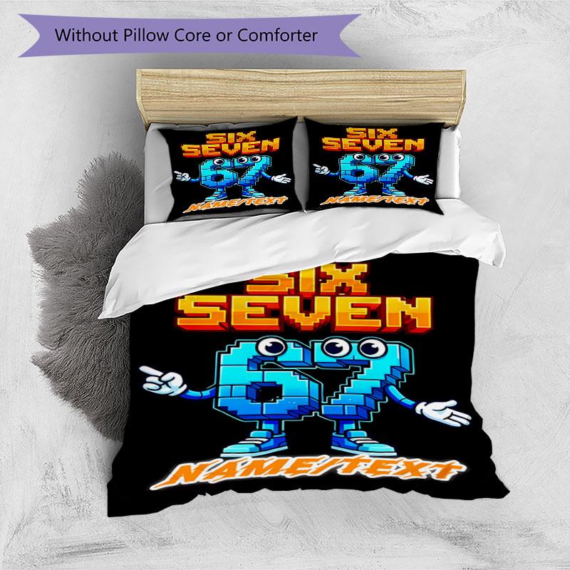 3PC Custom Name "Six Seven Pixel Fun" Bedding Set Printed Bedding Set Duvet Cover Closure Includes 1 Duvet Cover & 159 Pillowcases for Bedroom