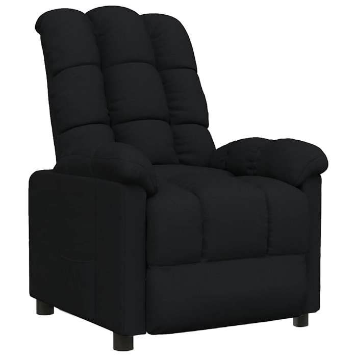 Fauteuil inclinable - MAISON EXCLUSIVE - Noir tissu - Manuel 3 positions - Cadre bois & métal - Accoudoirs rembourrés