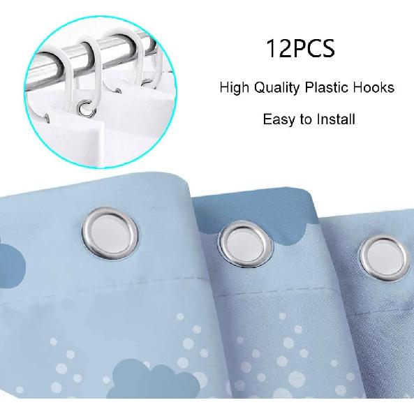 JAWO Cartoon Sea Creatures Fabric Shower Curtain for Kids, Under The Sea Bluey Whale Turtle Fish Kids Toddler Bathroom Decor Ocean Curtain for Girls