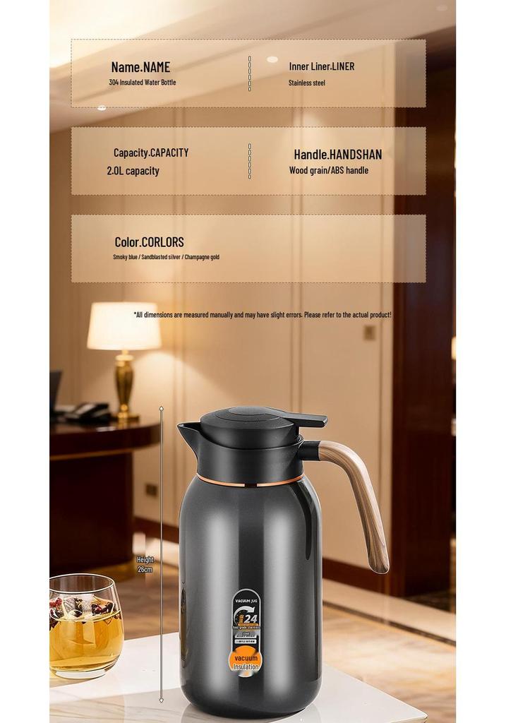 304 Stainless Steel Vacuum Insulated Thermos Flask for Tea Houses & Restaurants - Large Capacity Double Layer Warm Water Bottle