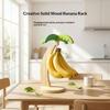 Minimalist Wooden Banana Rack Simulated Leaf Decor Vertical Fruit Storage Stand with Hook for Modern Home Decor
