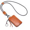 2025 first-layer cowhide neck change bag, small storage change card bag with key ring, soft leather mini change bag.