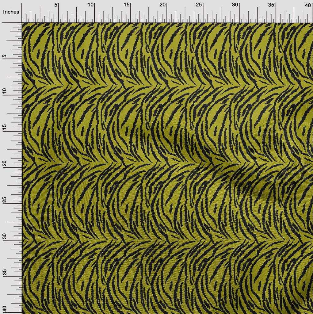 oneOone Cotton Flex Lime Green Fabric Tiger Animal Skin Sewing Fabric By The Yard Printed Diy Clothing Sewing Supplies 40 Inch