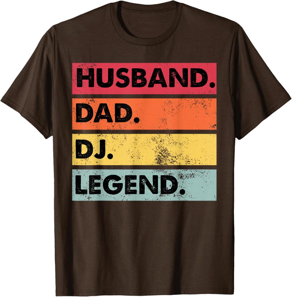 HHusband Dad DJ Legend Funny DJ Disc Jockey Music Player TShirt Casual Short Sleeve Top