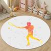 Folk Round Sun Multicolor Floor Rug, Non-Slip Floor Mat for Bathroom