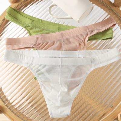 Tanga para Hombre de Color Sólido de Tiro Bajo Ajuste Delgado Atlético Ropa Interior de Tanga con Bolsa U Convexa Alta Elasticidad Bragas
