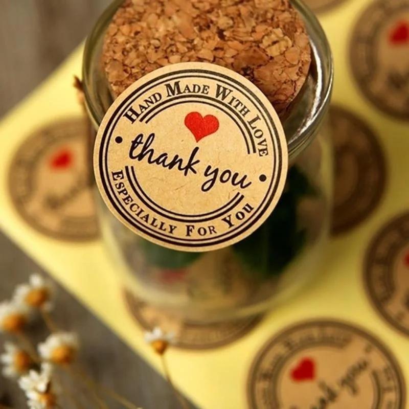 10 Stück Kraftpapier Liebe Dankeschön Backverschluss Paste Verpackungsetiketten Dekorative Aufkleber