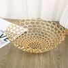 Prato de Frutas de Metal Dourado Circular Vazado Prato de Frutas Doce Recipiente de Armazenamento de Mesa Organizador de Cozinha Bandejas Decorativas