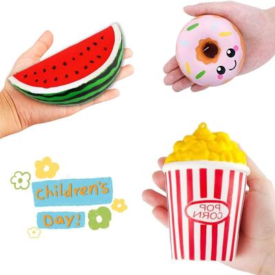 Slow Rising Squishies Toys Set Soft Kawaii Watermelon Donut French Fries Stress Relief Squeeze Toy For Boys Girls Party Favors