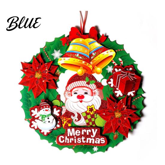 Seasonal Home Decor Christmas 3D Wreath Pendant with Hanging Rope Cartoon Garland Ornaments Snowman Door Ornaments Lightweight Paper for Holiday