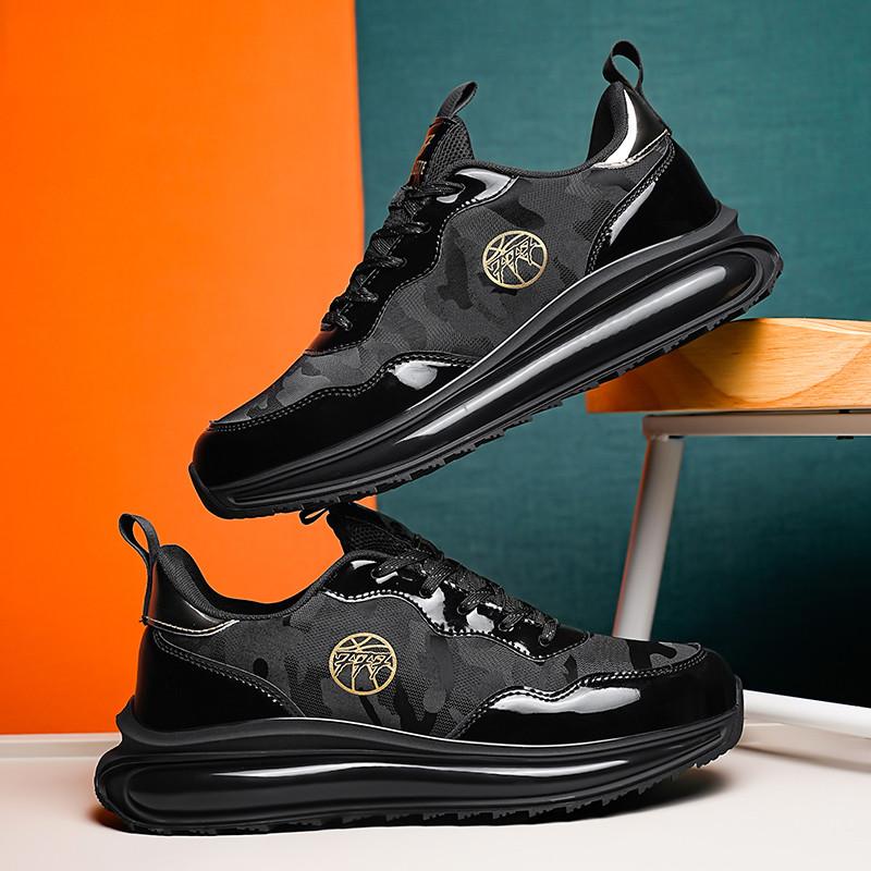 Air Cushion Men Running Shoes Breathable Black Sports Shoes Women Athletic Training Shoes Men Platform Leather Casual Sneakers