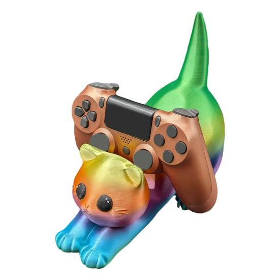 Niedlicher Katzen Handyhalter Multifunktionaler Desktop-Halter für Mobiltelefone Dekorativer PLA-Kunststoffständer für Streaming und Videoanrufe