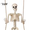 Indoor Outdoor Party Ornament Halloween Swinging Skeleton Decoration, 35" Large Spooky Hanging with Movable Joint Figurine Wooden Swing for