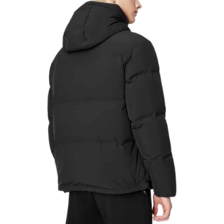 Armani Exchange Solid Logo Print Hooded Zip-Up Warm Long Sleeve Down Jacket Men Outerwear Black 6LZB12-ZNICZ-1200