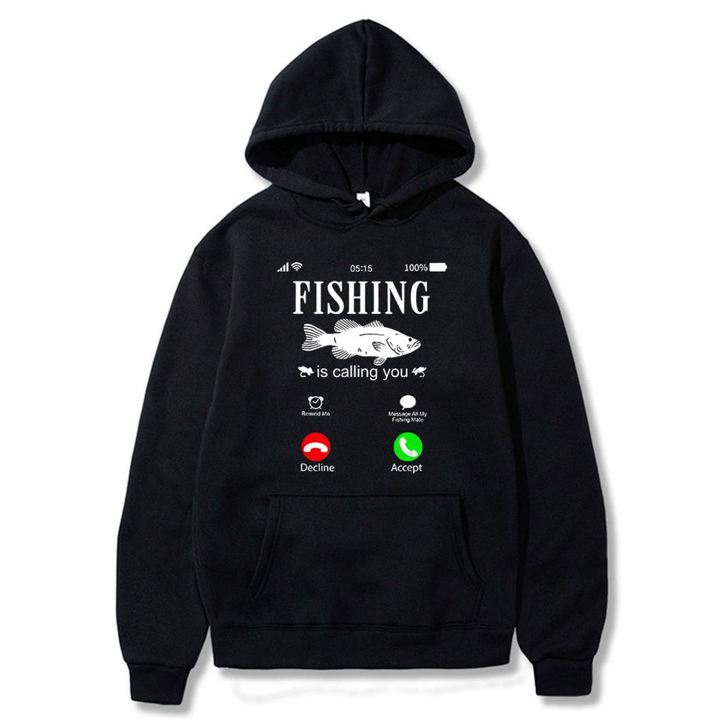Fishing Is Calling You Hoodies Funny Fishing Lover Meme Clothes Men Women Fashion Vintage Long Sleeve Oversized Tops Flecce Wear