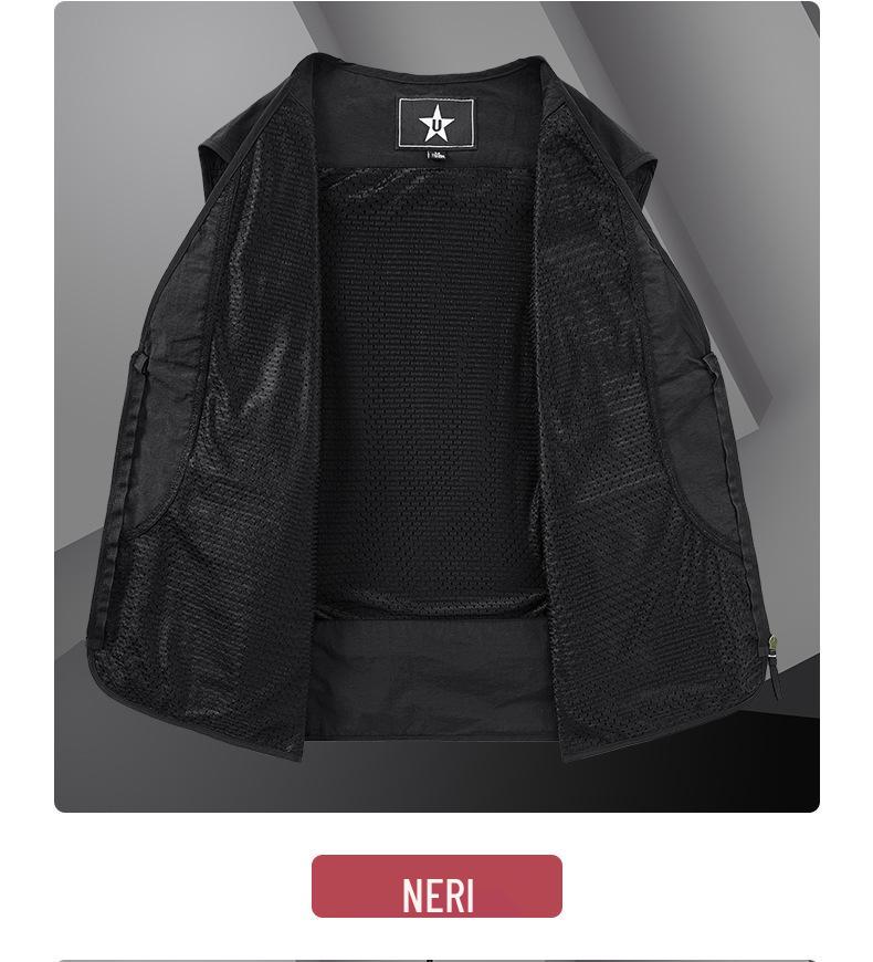 Men's Outdoor Multi-Pocket Mesh Fishing Vest with Logo Print