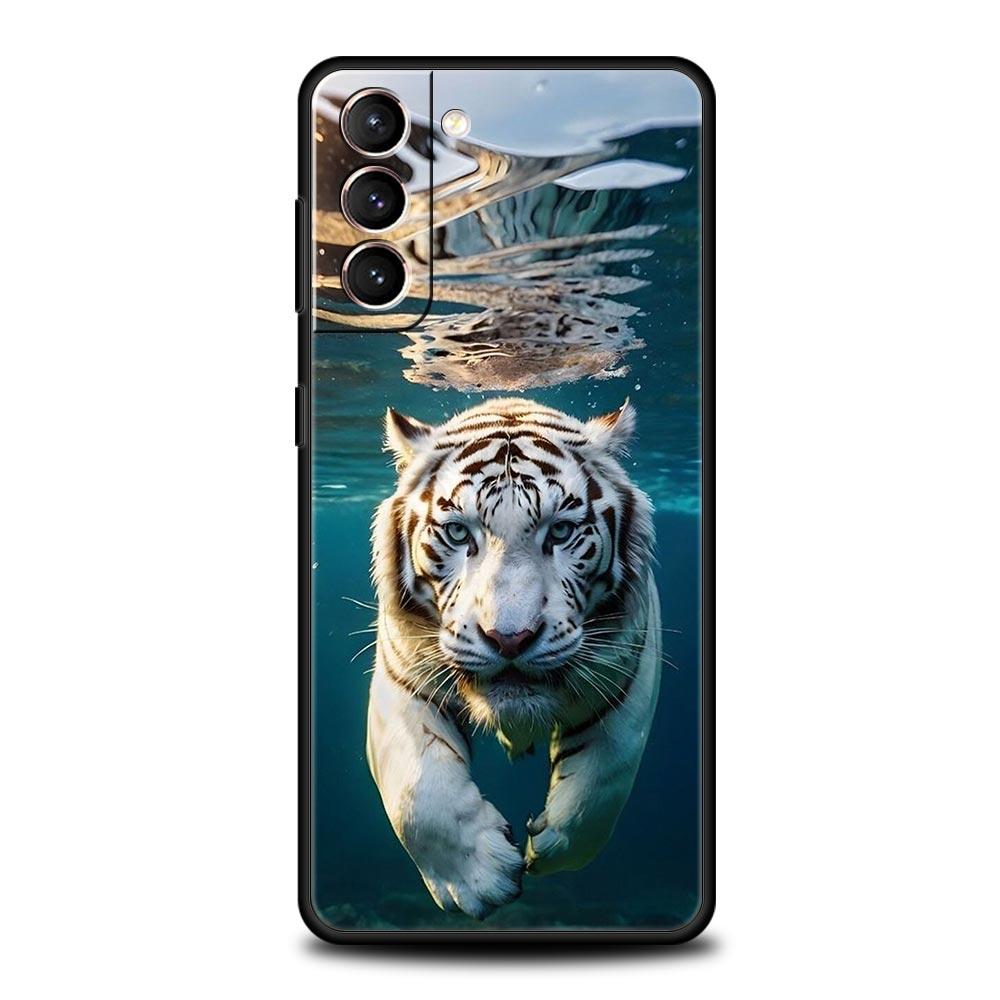 Soft TPU Phone Case For Samsung Galaxy S25 S24 S23 S22 S21 Ultra S20 FE 5G S10 S10E Plus Tigre Wolf Lion Animal Black Cover
