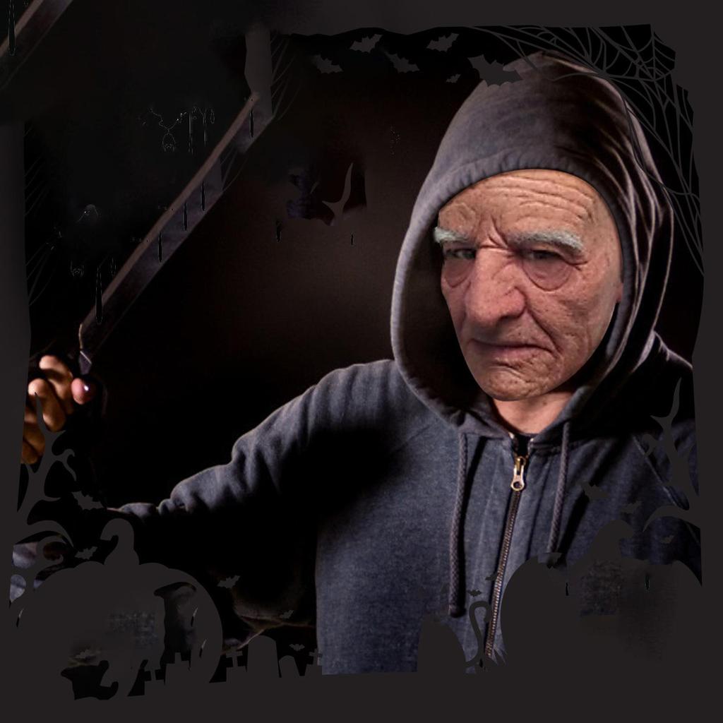 Masca latex bătrân cu cap chel și sprâncene albe