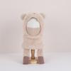 Kids Hat with Face Guard Scarf Plush Inner Lining Solid Color Bear Shape Warm Windproof Knit Hat Autumn Winter Outdoor Wear