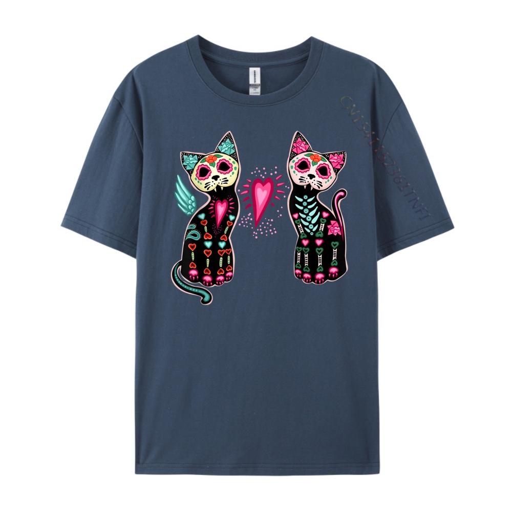 Day Of The Dead Cats Shirt Cat Lovers Dia De Los Muertos Plain Shirt Mens Clothing Normal Men Clothes Luxury Brand Luxury