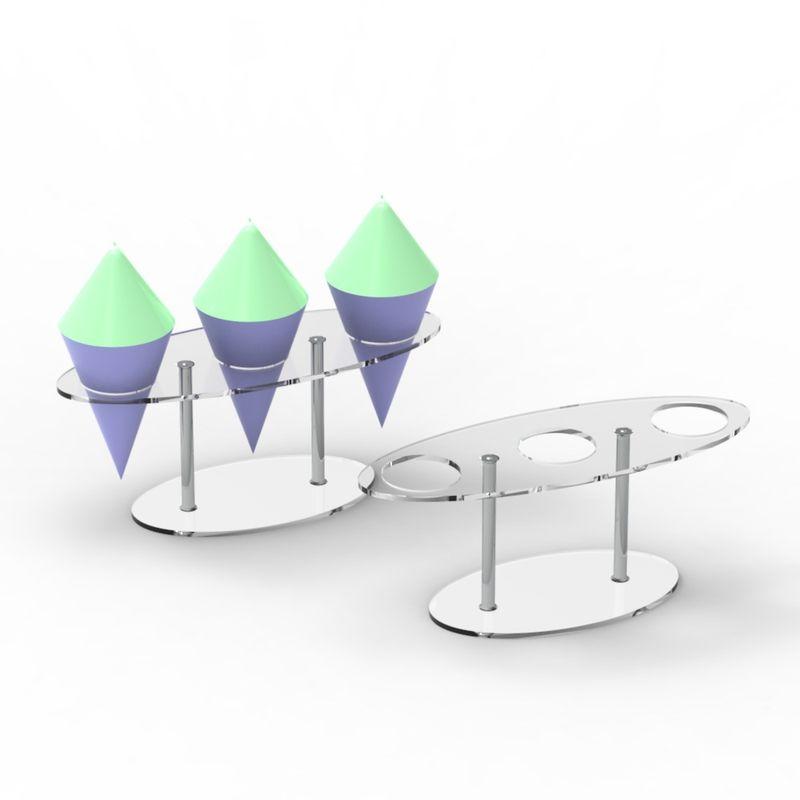 3 Holes Reusable Detachable Transparent Acrylic Ice Cream Cone Holder Party Diy