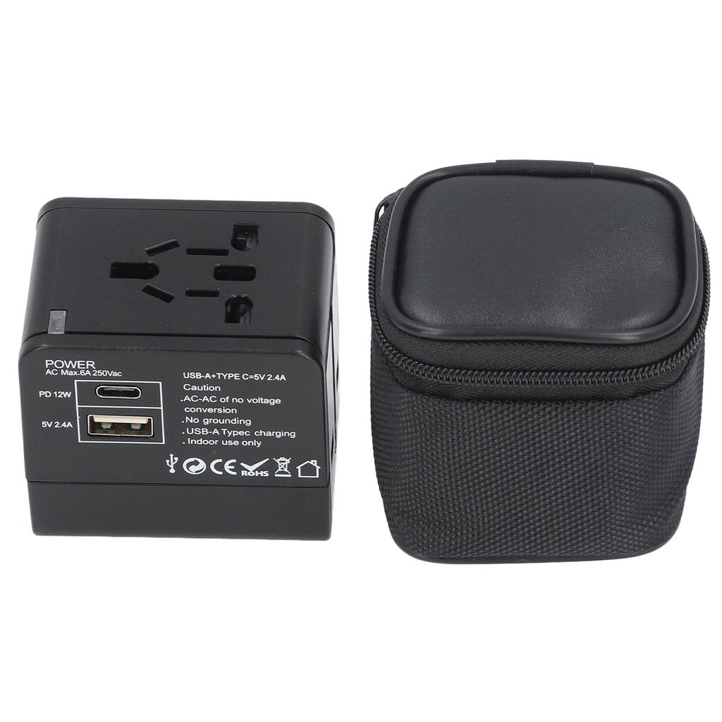 Universal Travel Power Adapter with USB A USB C Ports Safety Power Converter for Cell Phone Laptop