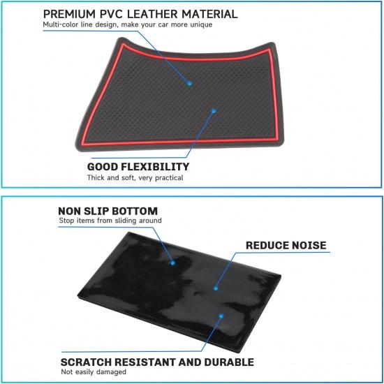 SXCY for - Jeep Renegade Accessories Renegade Door Slot Mats Cup Holder erts Liner Coasters Console erts Liner Waterproof Mats (red)
