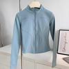 Women's Breathable Slim-Fit Sports Jacket: Autumn/Winter Yoga & Cycling Wear, Long Sleeve, Stand Collar, Plus Velvet.