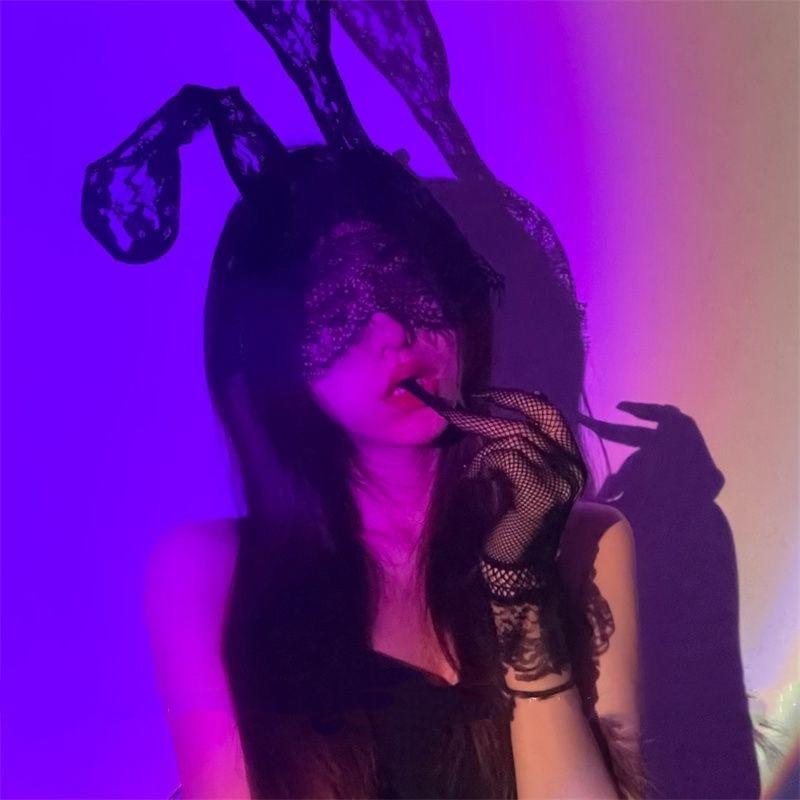 Lace Eye Mask Hairpin, Cute Rabbit Ears Hairband, Cat Ears Headband, Makeup Head Accessory