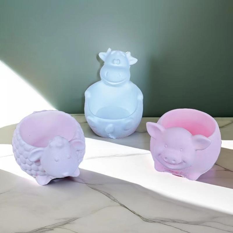 Silicone Craft Moulds Succulent Planter Mold Animal Shape Silicone Flowerpot Molds Suitable for Flowerpot Candle Holders