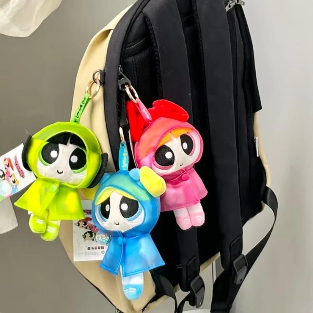 מקור 13 ס"מ סדרת מעילי גשם בנות הפאוורפאף בובת פרווה תלויה אנימה לב בנות בובה חמודה מפרווה מחזיק מפתחות מתנות לבנות