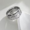 Rotatable Diamond-Patterned Stainless Steel Geometric Carved Decompression Men's Wide Band Ring