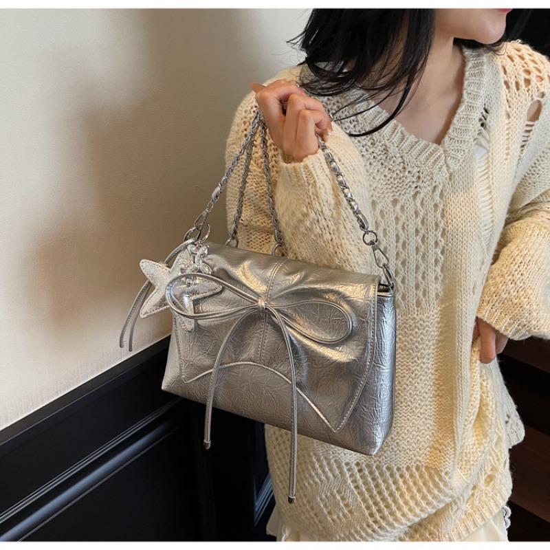Large-capacity Bag Women's Summer New Leisure Chain Messenger Bag Bow High-end Commuter Bag