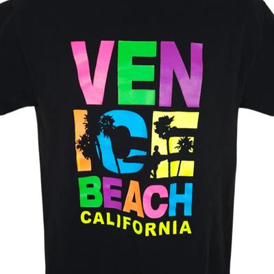 Venice Beach 100% Cotton T-shirt Mens Tees Top Mens Size Medium Black California Surfing Travel Tee