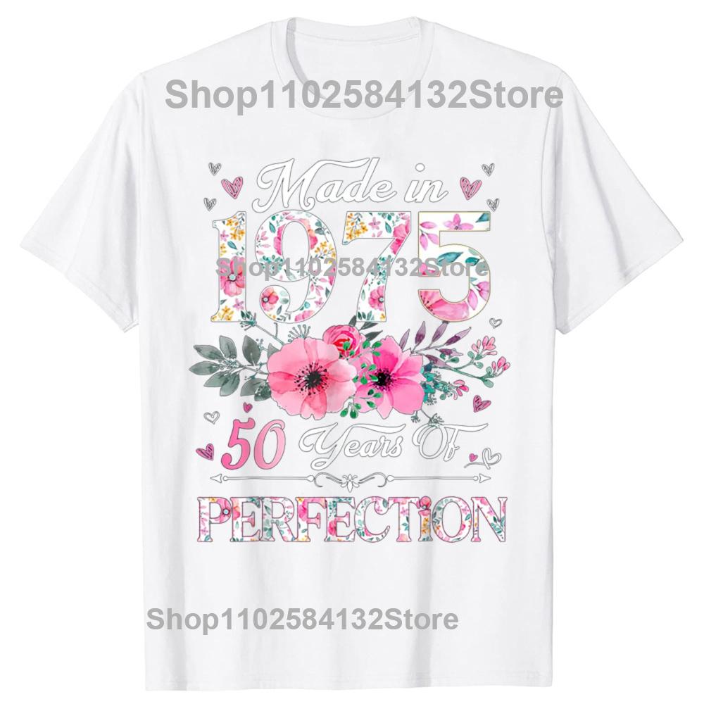50-årsdagspresenter Män Kvinnor 50 År Gammal Vintage 1975 Party T-shirt Kvinnor Män Kläder Streetwear Grafiska T-shirts Toppar