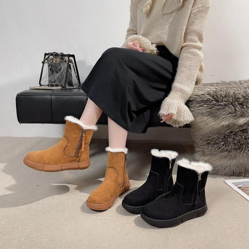 Large Size Snow Boots for Women's Autumn and Winter New Velvet Thickened Thermal Cotton Shoes Cotton Boots for Women