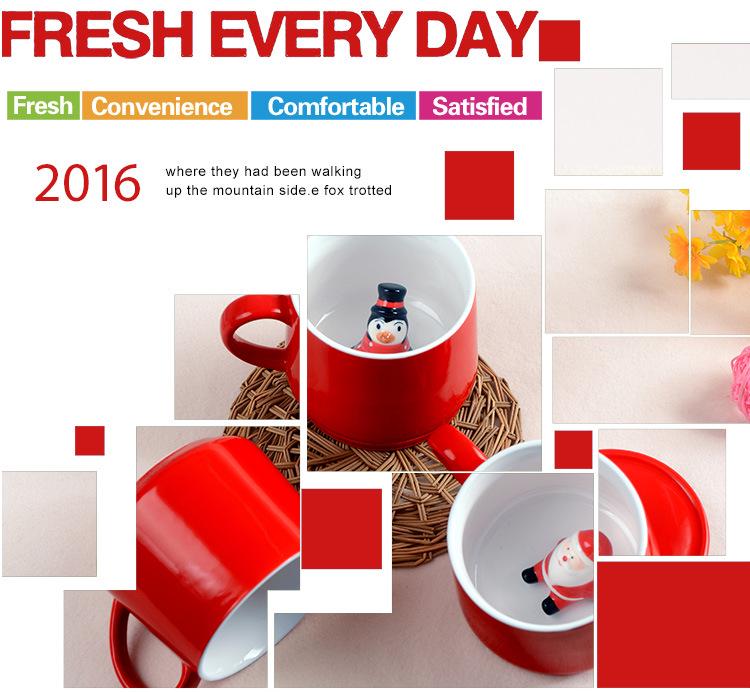 Christmas Cute Animal Cartoon Ceramic Coffee Mug Set