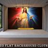 Bannière de fond Jésus-Christ, Lumière Radiante Rouge Bleue JÉSUS VÉRITÉ EN VOUS, 90.5x70.8 po Polyester Décor Mural Religieux pour Mariage Baptême Noël